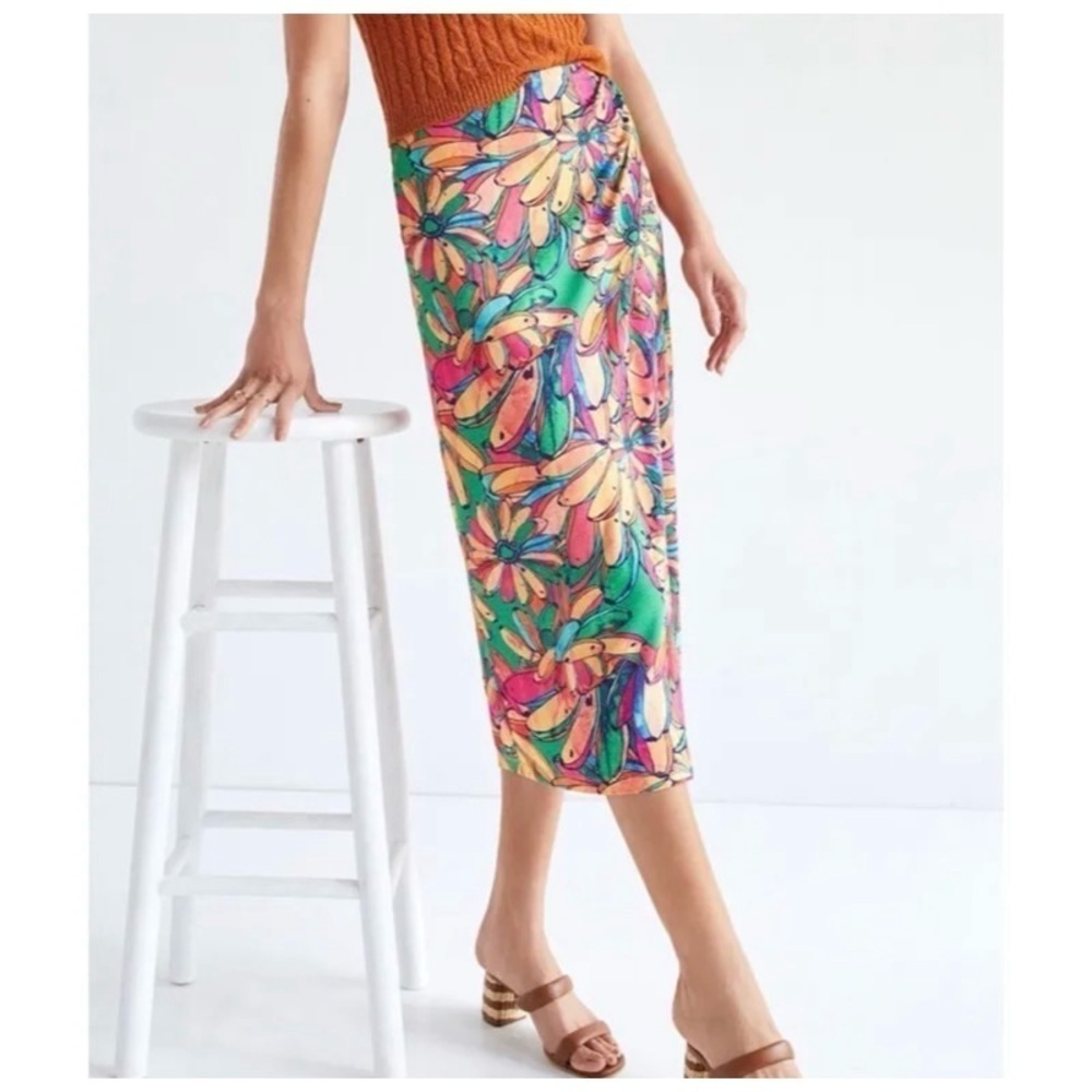 NEW ANTHROPOLOGIE FARM RIO Faux-Wrap Getaway Midi Skirt